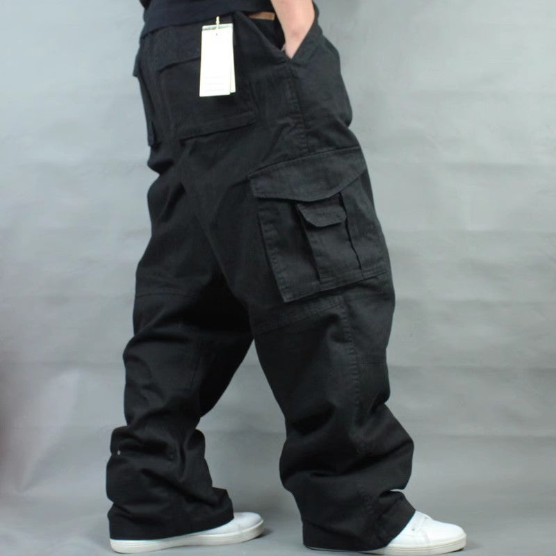 Herren Weite Utility-Cargohose aus Baumwollcanvas mit Mehrfach-Taschen und Kordelbund Echo Archiv