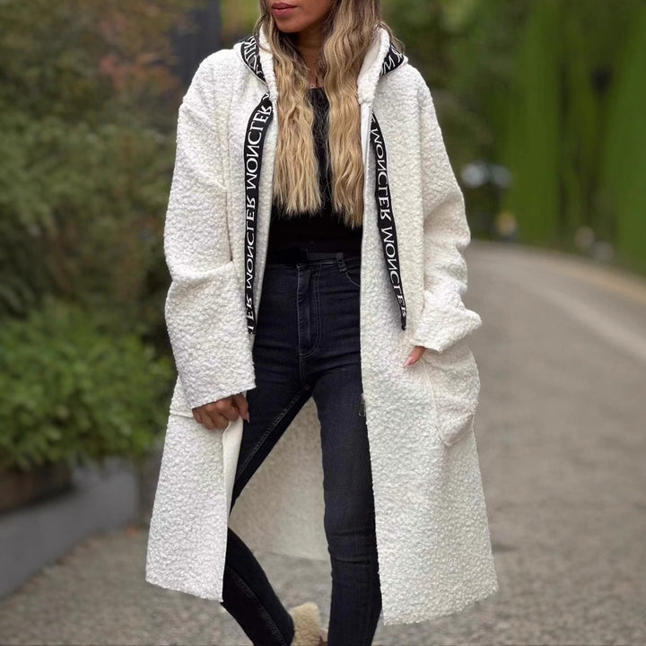 Damen Modischer Oversized-Fleece-Mantel mit praktischen Taschen und Kapuze Echoarchiv