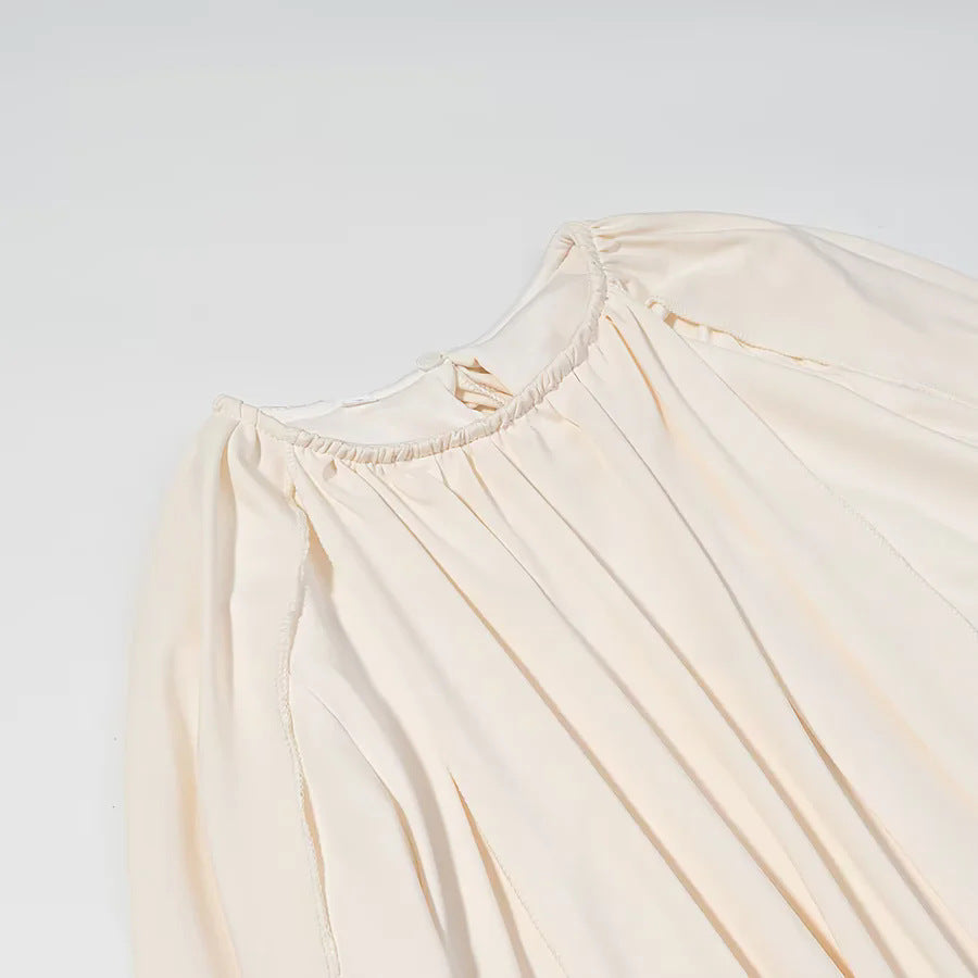 Damen nan plissiertes Cape-Top mit weitem Fall, langen Ärmelschlitzen und elastischem Rundhalsausschnitt Echo Archiv