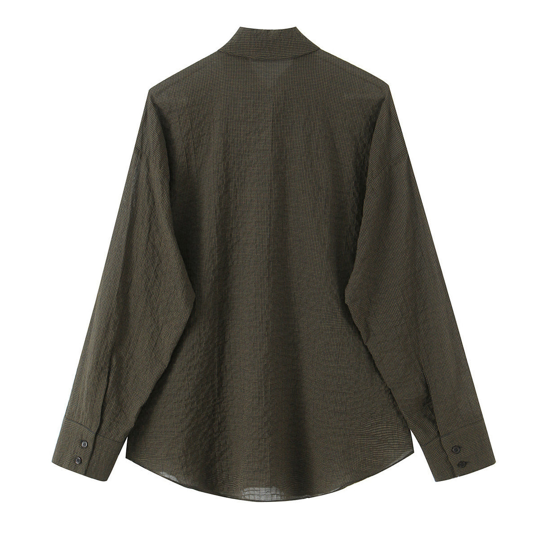 Damen Oversize-Bluse mit Schleifenkragen und feinem Vichy-Karo Echo Archiv