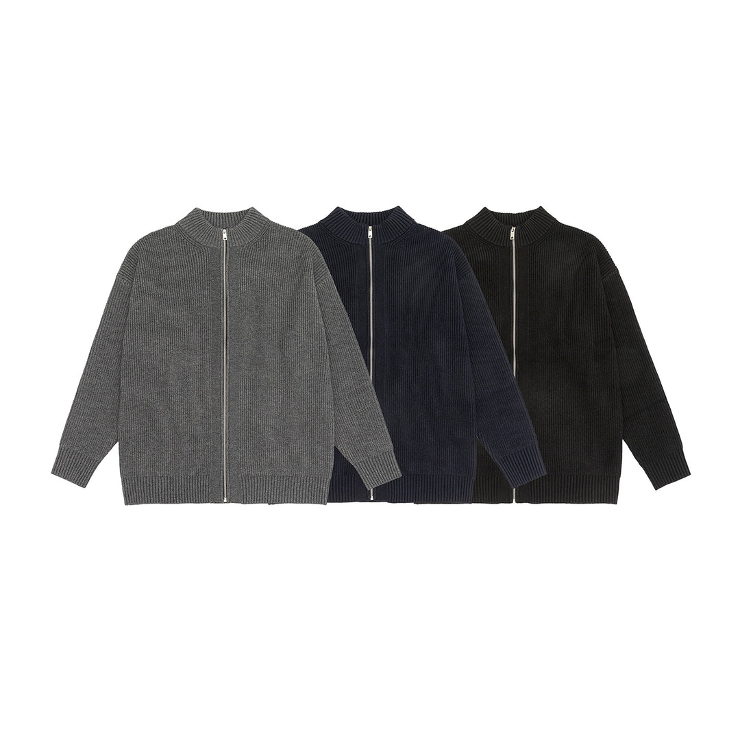 Damen Oversize-Strickjacke mit durchgehendem Reißverschluss und Stehkragen Echo Archiv
