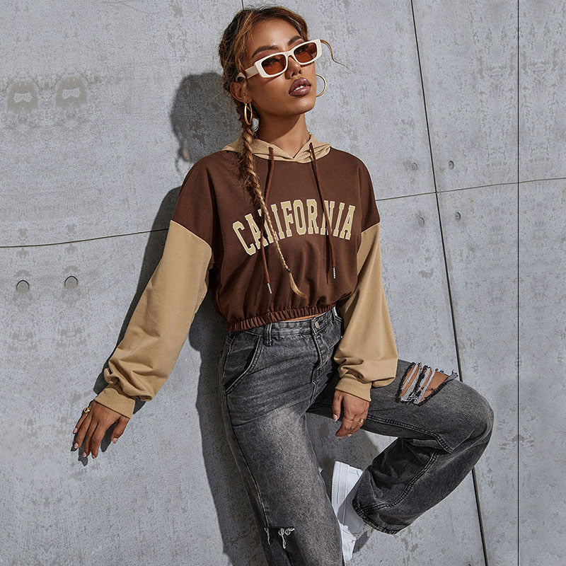 Damen Modischer cropped Hoodie mit Farbblock Echo Archiv