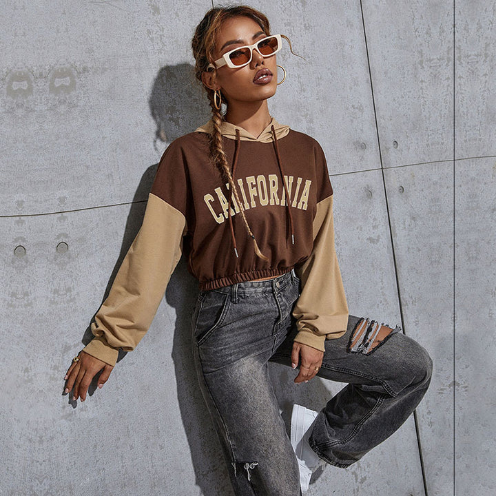 Damen Modischer cropped Hoodie mit Farbblock Echo Archiv