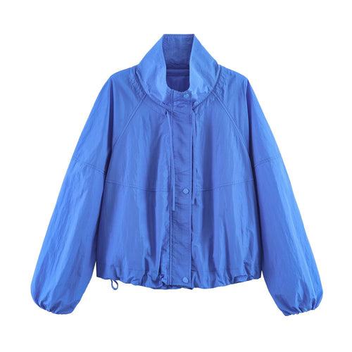 Damen Leichte Windbreakerjacke mit hohem Stehkragen, Tunnelzugsaum und Raglanärmeln Echo Archiv