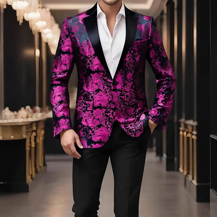 Herren extravagantes Paillettenblazer mit floralem Design Echoarchiv