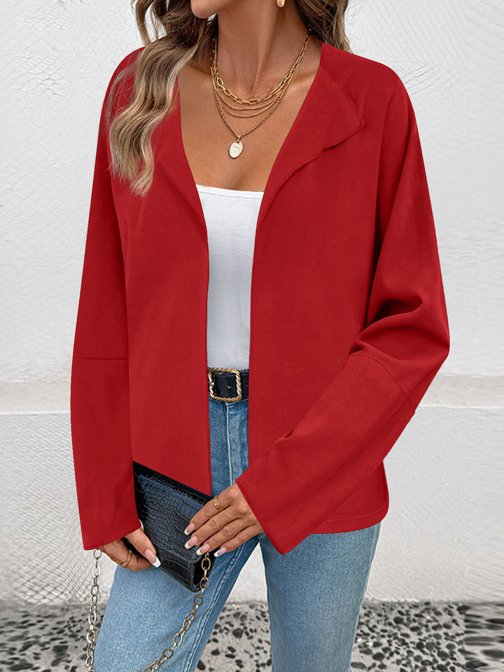 Damen Leichter Offener Blazer mit fallendem Revers und weiten Ärmeln Echoarchiv