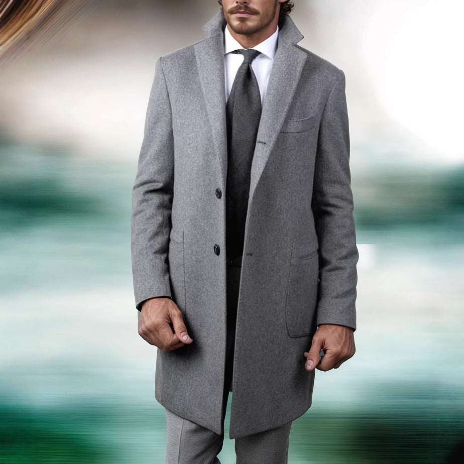 Herren eleganter Baumwolltrenchcoat mit edlen Taschen und modernem Schnitt Echoarchiv