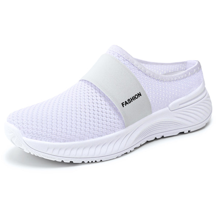 Damen nan atmungsaktive Strick-Slipper mit elastischem Mittelriemen und stoßabsorbierender Wellenlaufsohle Echo Archiv
