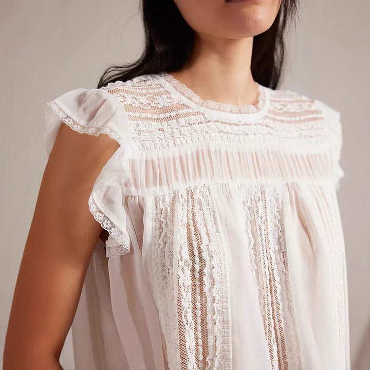 Damen Luftiges Spitzenoberteil mit Rüschendetails Echo Archiv