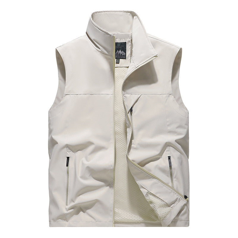 Herren Winddichte Softshell‑Outdoorweste mit belüftetem Mesh‑Innenfutter und verdeckten Reißverschlusstaschen – Marzano