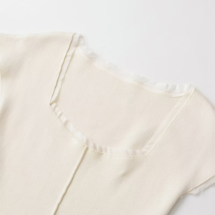 Damen figurbetontes kurzärmliges Shirt mit Rippstruktur Echo Archiv