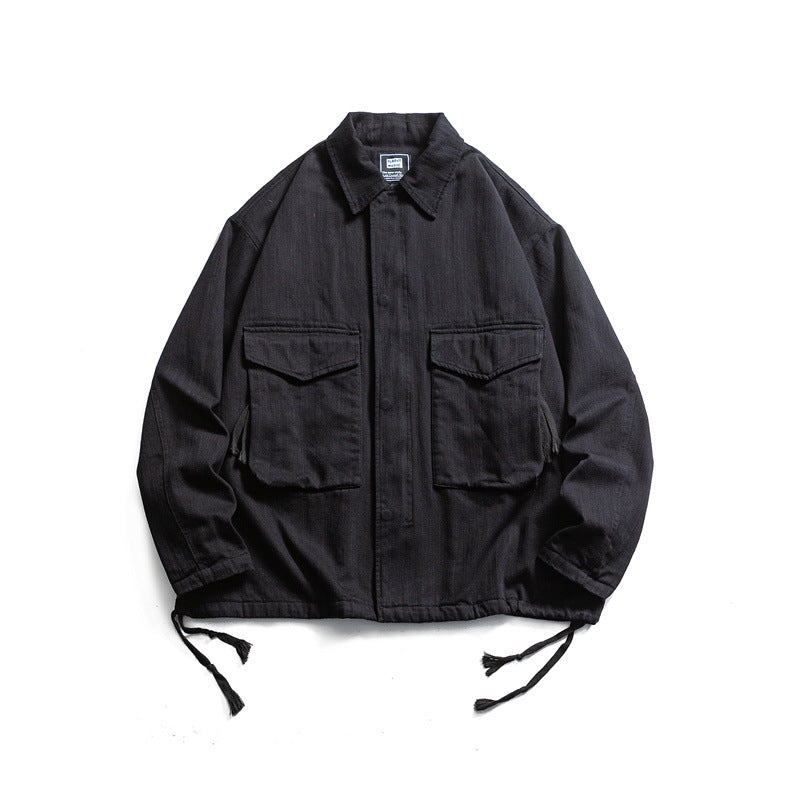 Herren Boxy-Utility-Blousonjacke aus Canvas mit aufgesetzten Pattentaschen und Kordelzugsaum Echoarchiv