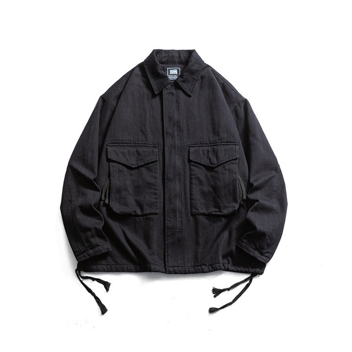 Herren Boxy-Utility-Blousonjacke aus Canvas mit aufgesetzten Pattentaschen und Kordelzugsaum Echoarchiv