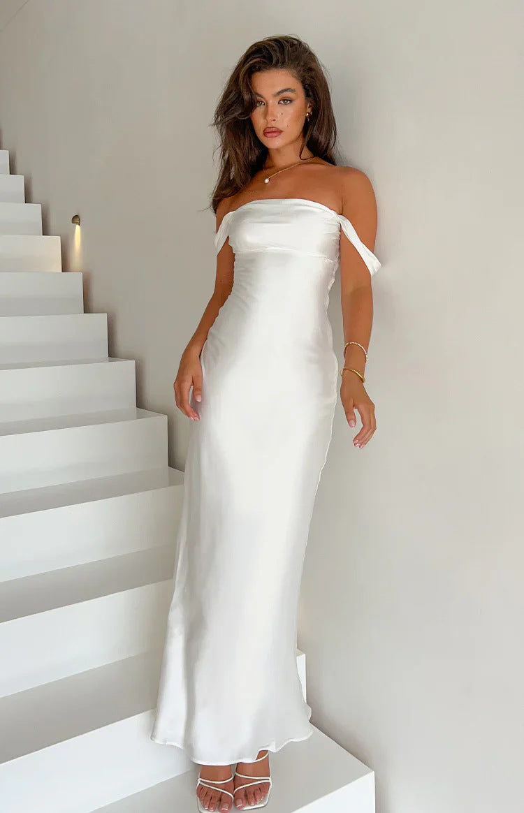 Damen elegante Satin Abendkleid Echo Archiv