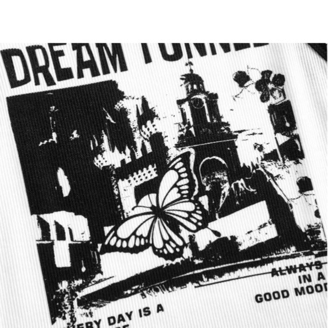 Damen Crop-Top mit kreativem Grafikdruck und sportlichem Design Echo Archiv