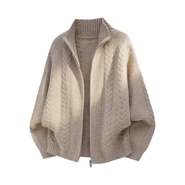 Damen Oversize Strick-Poncho mit Reißverschluss und hohem Rippkragen Echo Archiv
