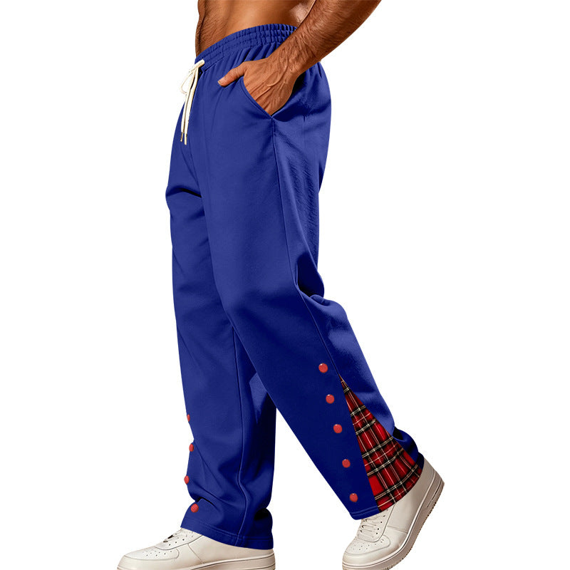 Herren Lockere Jogginghose mit Karo‑Einsatz und Druckknopf‑Details Echoarchiv