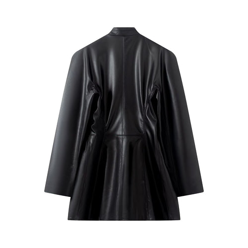 Damen Kunstleder-Blazer im Oversize-Schnitt mit Wickeloptik und taillierten Zierknöpfen Echo Archiv
