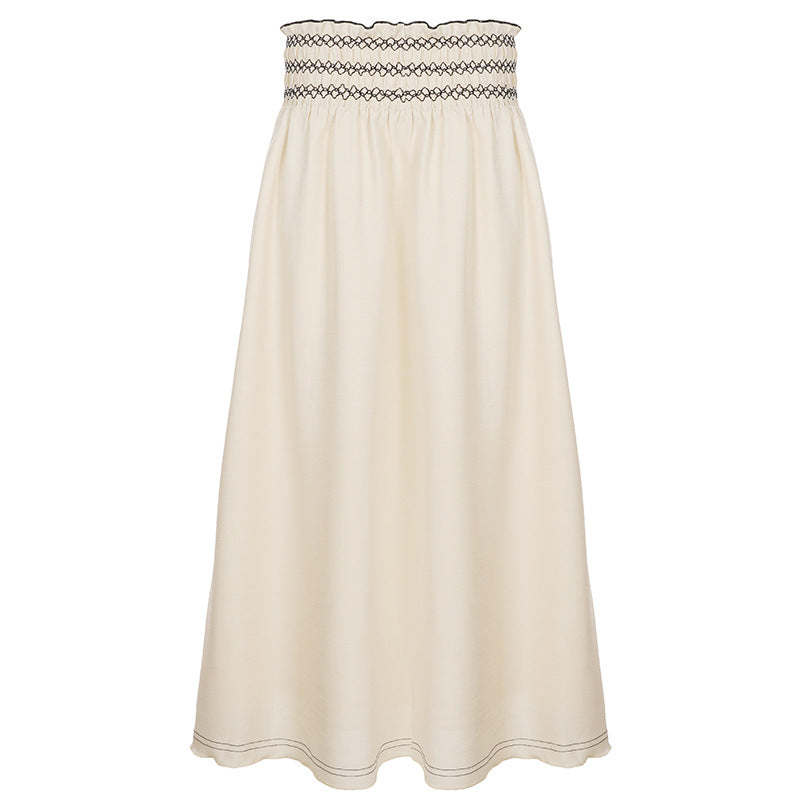 Damen Midirock mit Smokbund hoher Taille und ausgestellter A‑Linie – Rosévia
