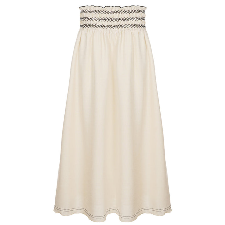 Damen Midirock mit Smokbund hoher Taille und ausgestellter A‑Linie – Rosévia