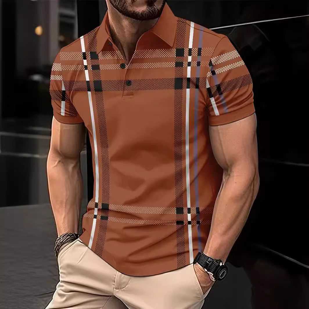 Herren modisches Polohemd mit auffälligem Karodesign Echoarchiv