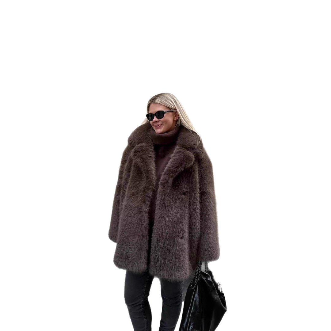 Damen Kurzer luxuriöser Kunstpelzmantel mit voluminösem Schalkragen und Boxy‑Silhouette Echo Archiv