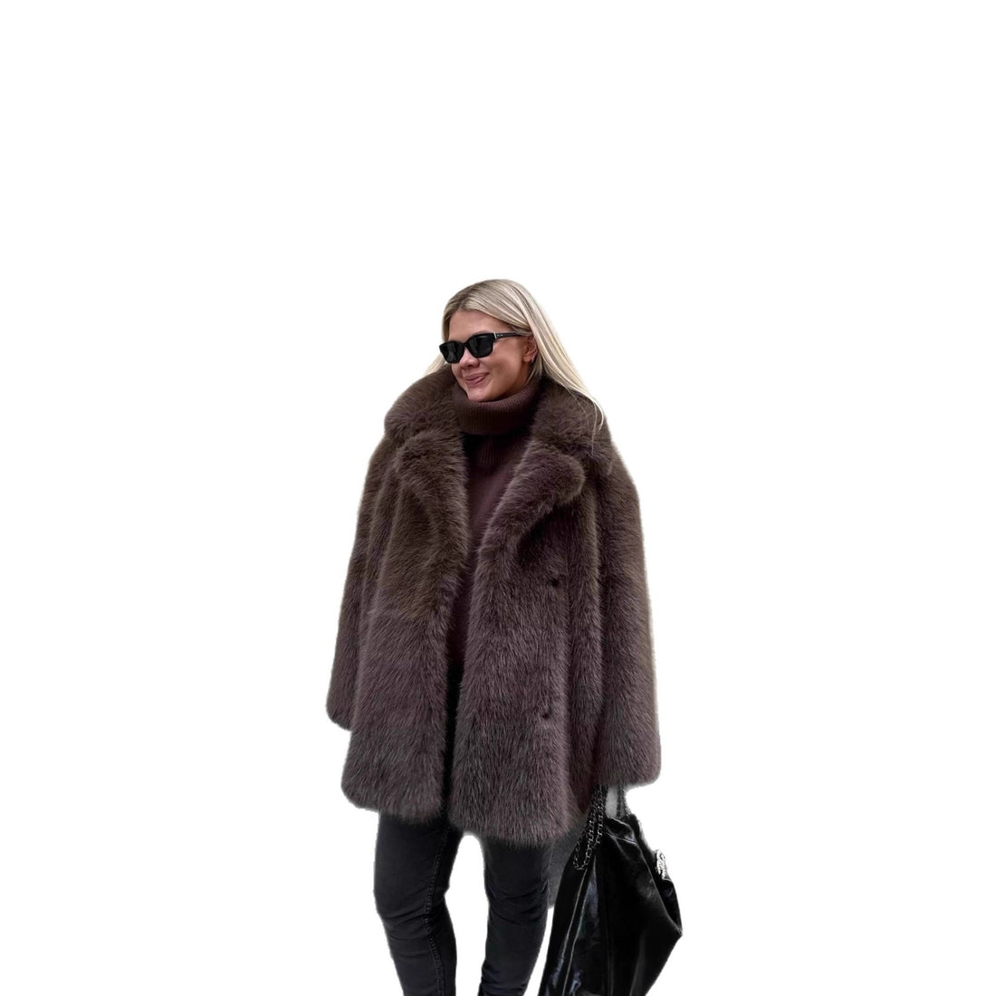 Damen Kurzer luxuriöser Kunstpelzmantel mit voluminösem Schalkragen und Boxy‑Silhouette Echo Archiv