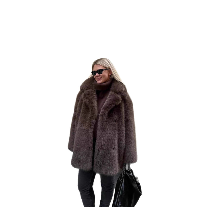 Damen Kurzer luxuriöser Kunstpelzmantel mit voluminösem Schalkragen und Boxy‑Silhouette Echo Archiv