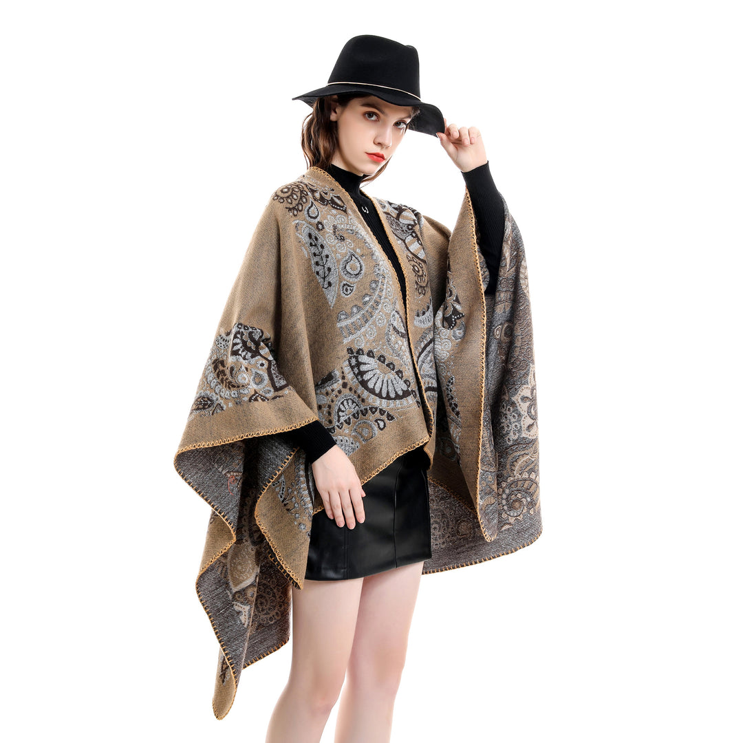 Damen Jacquard-Überwurf mit Paisley-Muster und offenem Kimono-Fall Echo Archiv