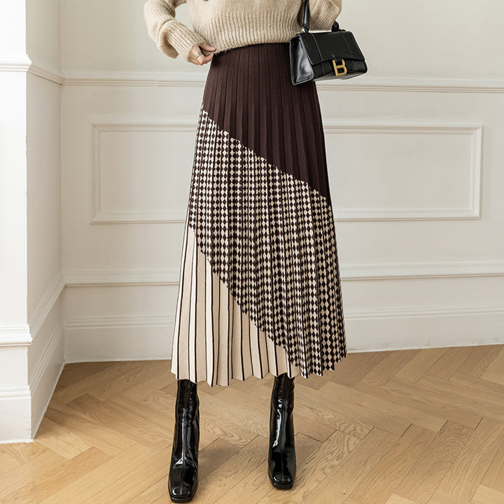Damen Plissierter Maxirock mit geometrischem Muster Echo Archiv