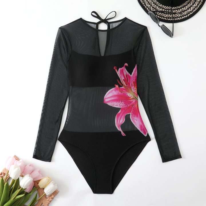 Damen Schwimmanzug mit langem Arm und elegantem Blumendesign Echo Archiv