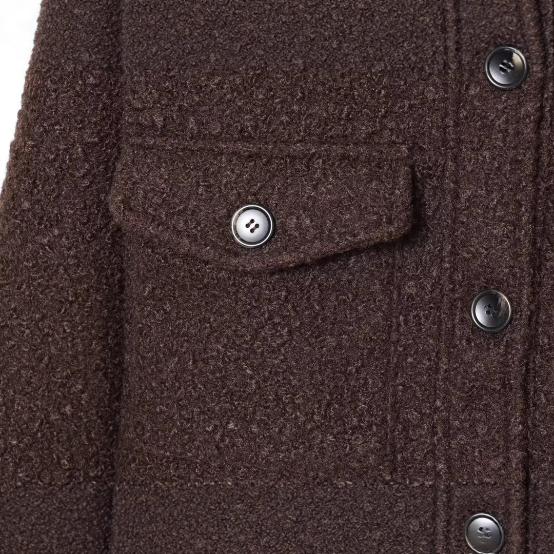 Damen Cropped Bouclé-Jacke mit weichem Kunstfellkragen und Pattentaschen Echoarchiv