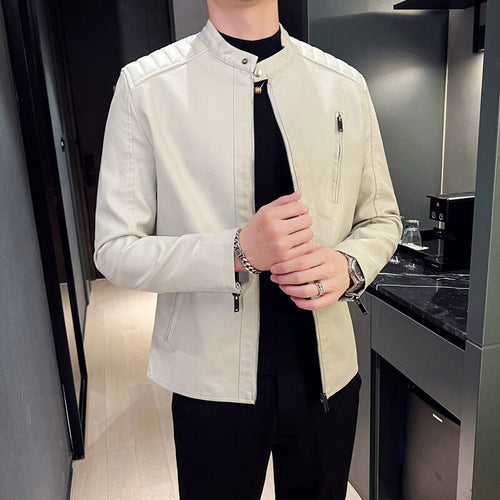 Herren Elegante Lederjacke mit Stehkragen Echo Archiv