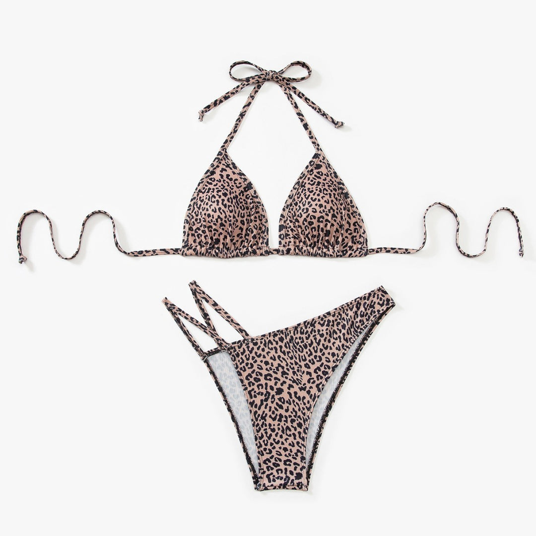 Damen Triangel-Bikini mit verstellbaren Trägern und modischem Leopardenmuster Echo Archiv