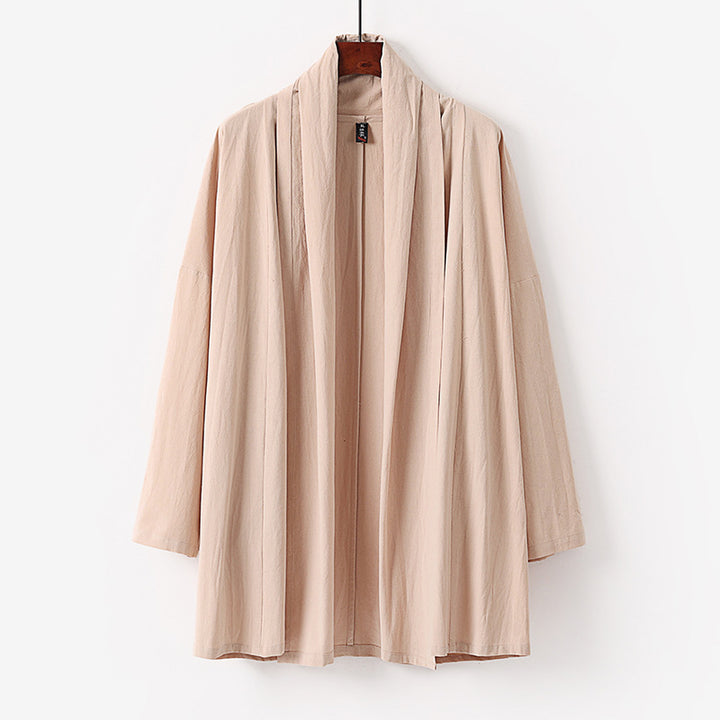 Unisex Offene Kimono-Cardigan aus leichter Baumwoll-Leinen-Mischung Echoarchiv