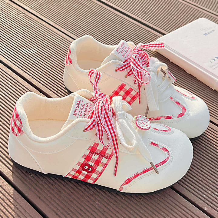 Damen Sneakers mit verspieltem Karomuster und dekorativen Schleifen Echo Archiv
