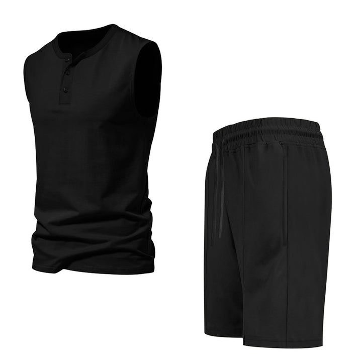 Herren ärmelloses Trainingsoberteil und Shorts-Set aus atmungsaktivem Material Echoarchiv