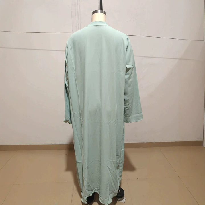 Damen Langer Kaftan‑Mantel mit fließender V‑Ausschnitt Drapierung – Valéora