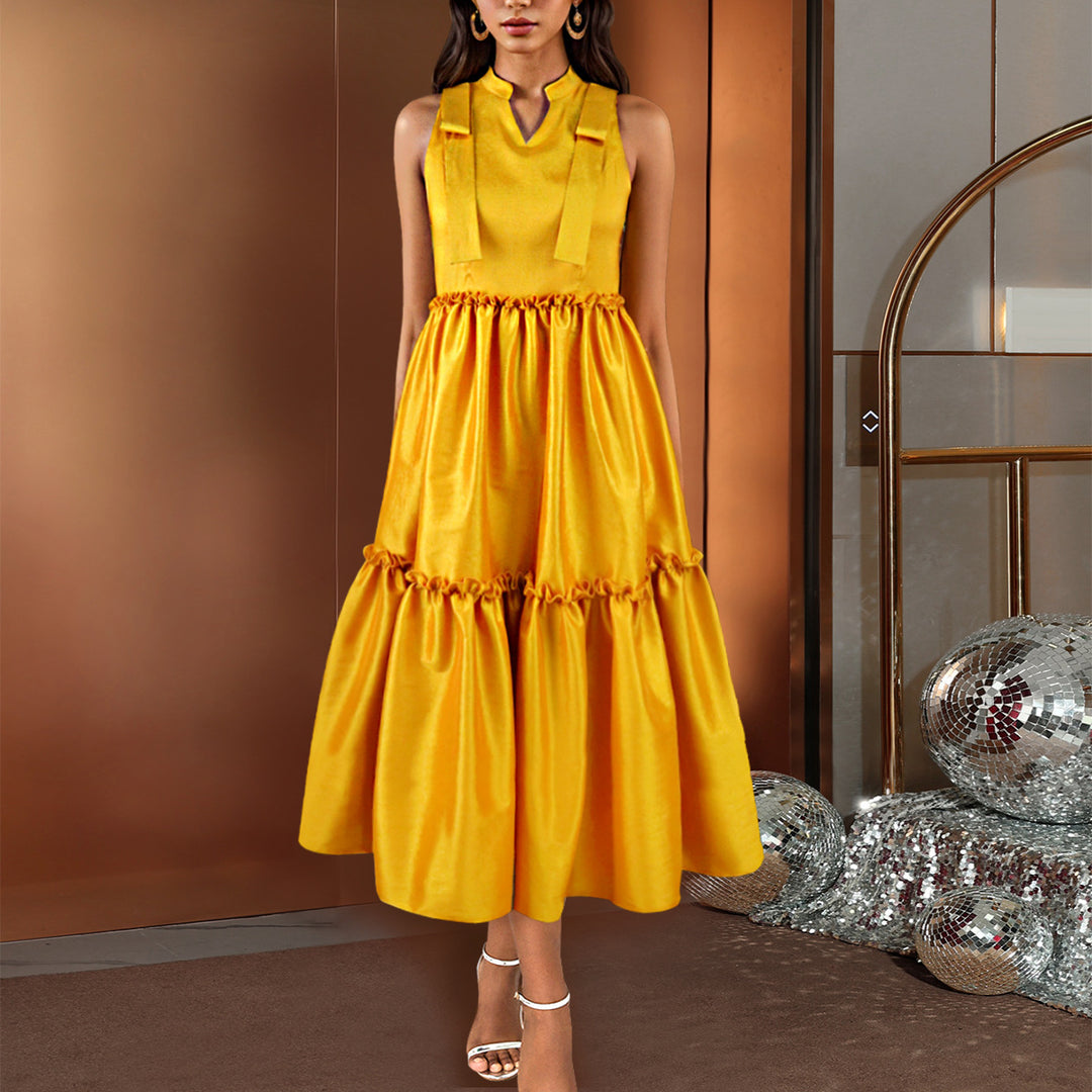 Damen Festliches Midikleid mit Rüschen und elegantem V-Ausschnitt Echo Archiv