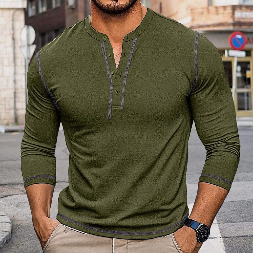 Herren Langarmshirt mit Knopfleiste Echoarchiv