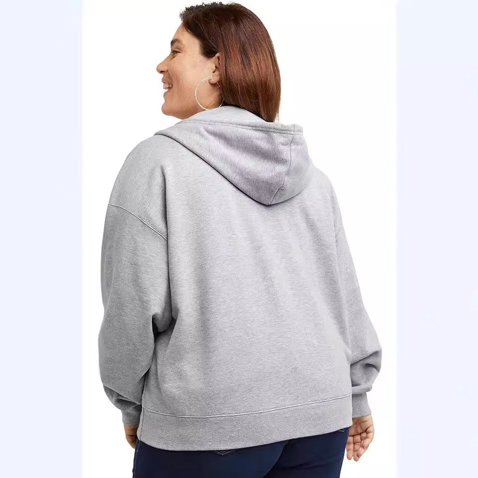 Damen nan Kapuzenjacke mit durchgehendem Reißverschluss, Kängurutasche und entspannter Passform Echo Archiv