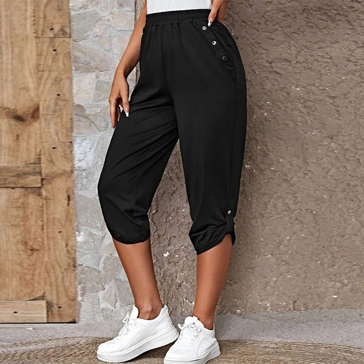 Damen nan lässige dreiviertellange Hose mit elastischem Bund, Eingrifftaschen und krempelbarem Saum Echo Archiv