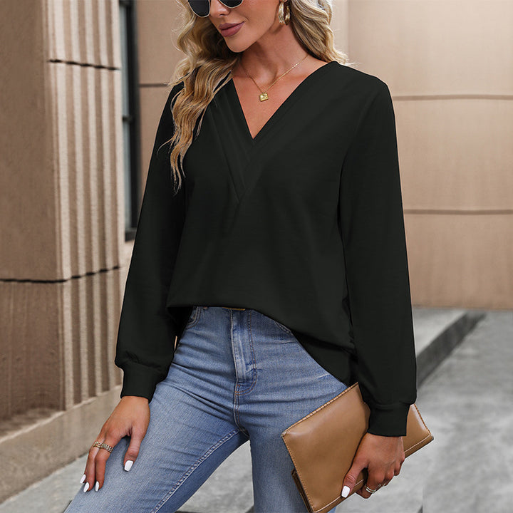 Damen Elegante Bluse mit V-Ausschnitt und langen Ärmeln Echo Archiv