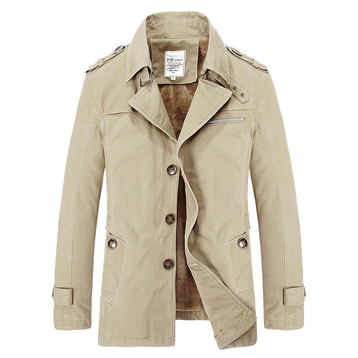 Herren Kurzer Fieldcoat mit Sherpa-Innenfutter, Epauletten und Reißverschluss-Brusttasche – Taviero