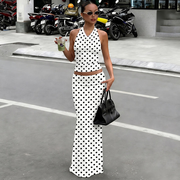 Damen Polka Dots Maxikleid Set Echo Archiv