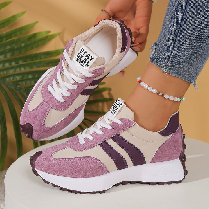 Damen Retro-Plateau-Sneaker mit Velours- und Mesh-Mix – Névara
