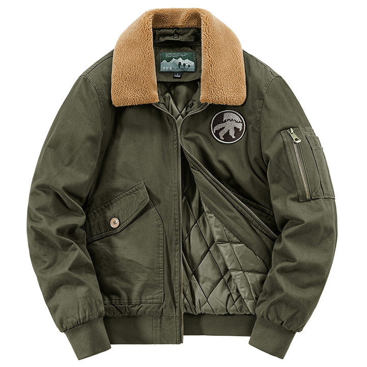 Herren Kurzschnitt Bomberjacke im Pilotenstil mit Teddykragen – Brevano
