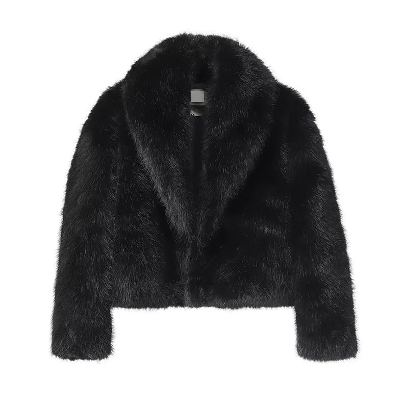 Damen Cropped Kunstpelz-Kurzjacke mit extravoluminösem Schalkragen Echo Archiv