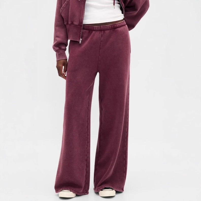 Damen nan zweiteiliges Frottee-Loungewear-Set mit Reißverschluss-Kapuzenjacke und weit geschnittener Jogginghose Echo Archiv