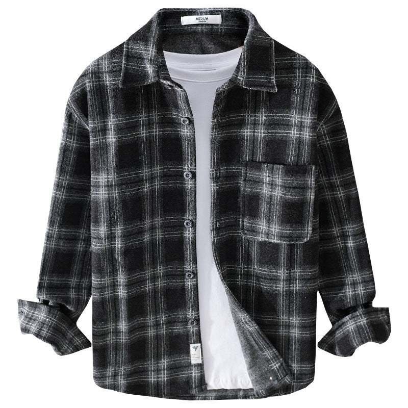 Herren Karo-Flanell-Overshirt mit Brusttasche und Relaxed-Fit Echoarchiv